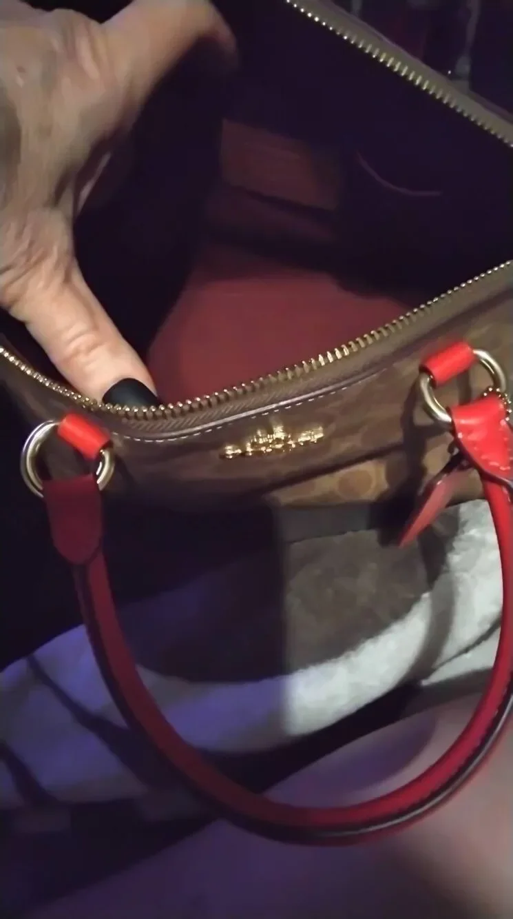 NWT~COACH Sadie Satchel Bag in Signature Canvas & Red Accents~$460 Retail~